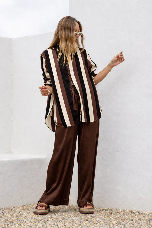 KL0739-L BLACK/CHOC PORTOFINO STRIPE SHIRT