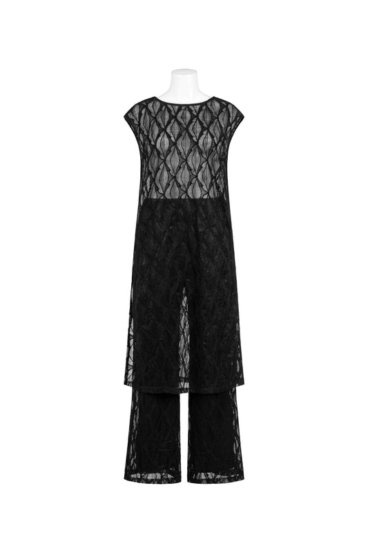 AL8563T/SA BLACK LACE TUNIC AND PANT SET