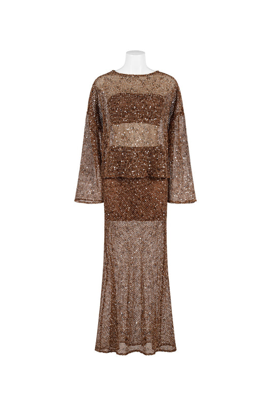 AL8567TA SEQUIN KNIT LONG SLEEVE SLEEVE TOP