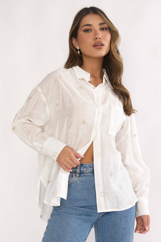 CN0064D WHITE HEART EMBROIDERED SHIRT
