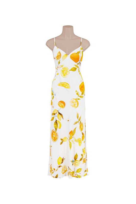 EF6546MP LEMON FLORAL TIE BACK DRESS