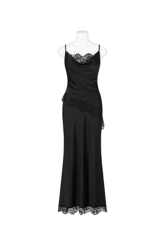 EW5031MA BLACK LACE SLIP MXI DRESS