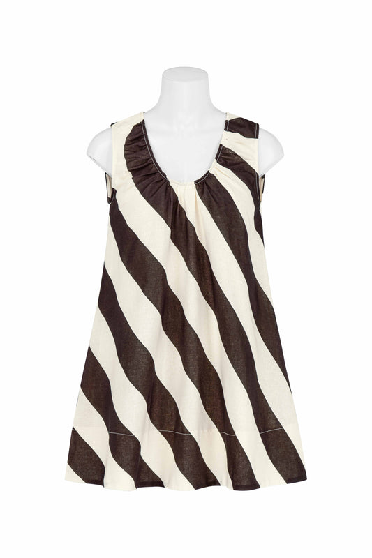 EW8340DP CHOC/CREAM STRIPE MINI DRESS