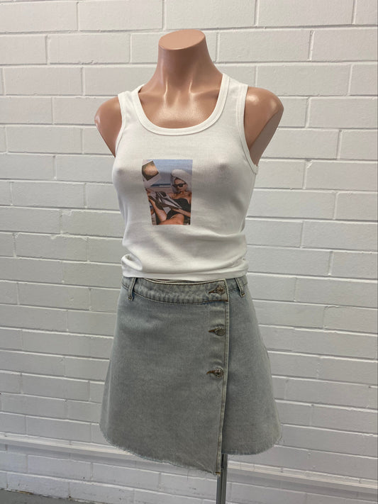 A05786 LIGHT BLUE DENIM MINI SKIRT