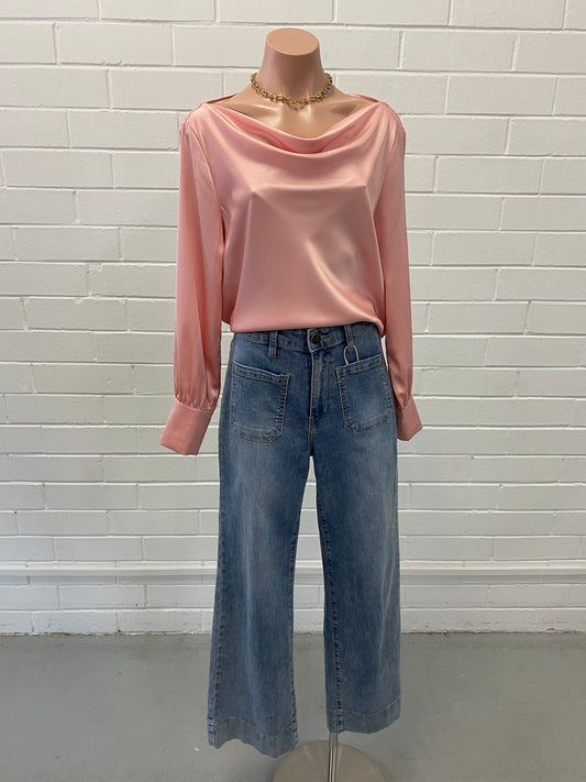 MT06737 PINK COWL NECK BLOUSE