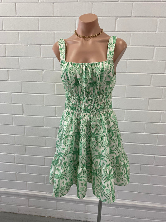 127702-3 GREEN PRINT MINI DRESS