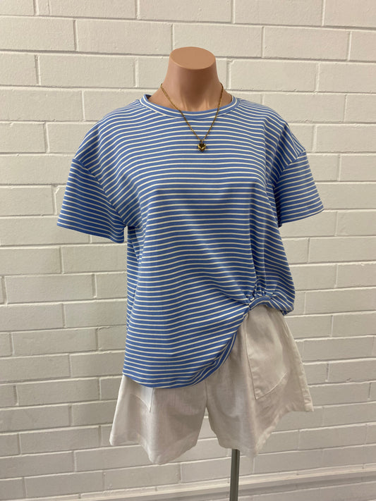 LOL70453-2 BLUE STRIPE EASY TUCK TEE