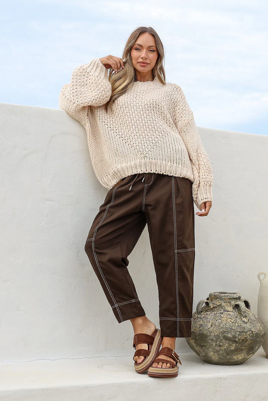 KL0626-V BEIGE GETAWAY BLOCK KNIT