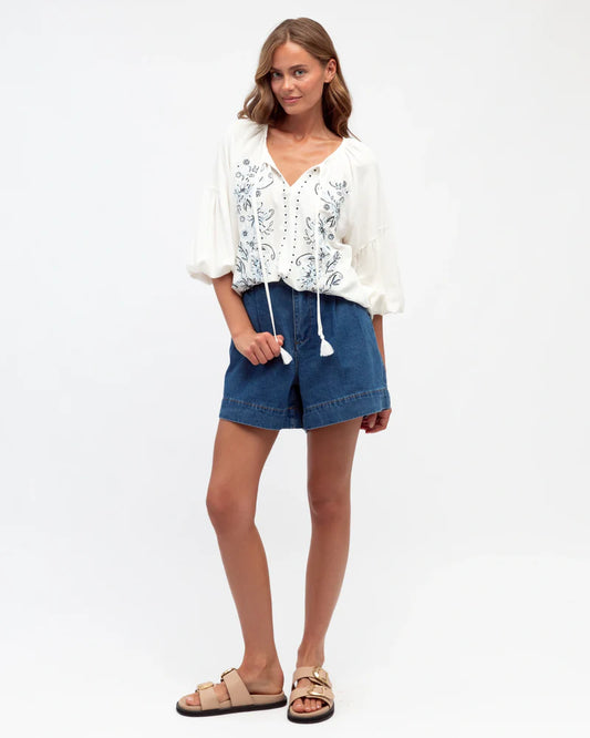 LOL22407 IVORY AMY EMBROIDERED TOP