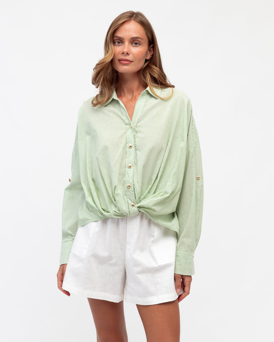 LOL22419 GREEN STRIPE ALESIA SHIRT