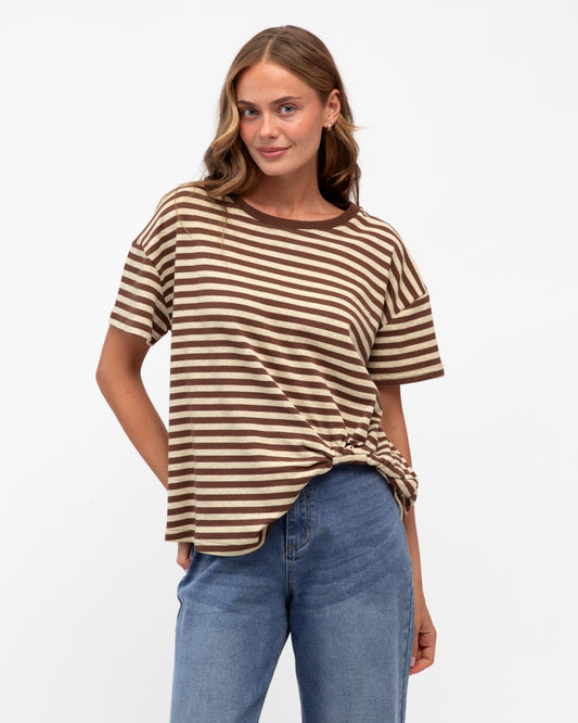 LOL22588 NEUTRAL STRIPE EASY TUCK TEE