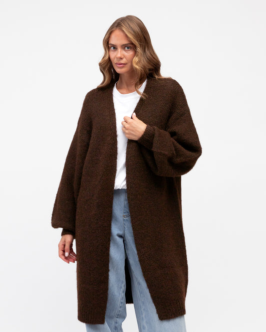 LOL70433 CHOCOLATE CASEY LONGLINE CARDI