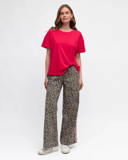 LOL70794 LEOPARD SIDE HEART DETAIL JEAN