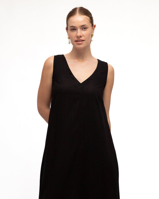 LOL70624 BLACK ELLIE MIDI DRESS