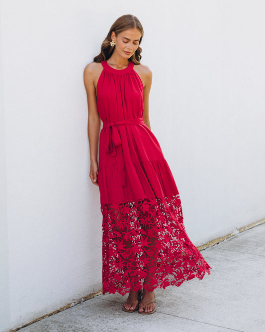 LOL70854 CHERRY LACE MAXI DRESS