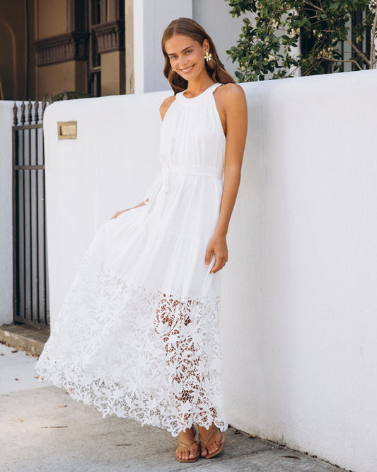 LOL70854 IVORY LACE MAXI DRESS