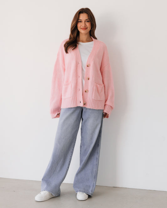 LOL71012 LIGHT PINK LONG SLEEVE CARDI