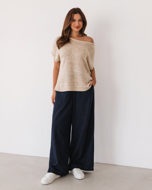 LOL71033 OAT OFF SHOULDER KNIT TOP