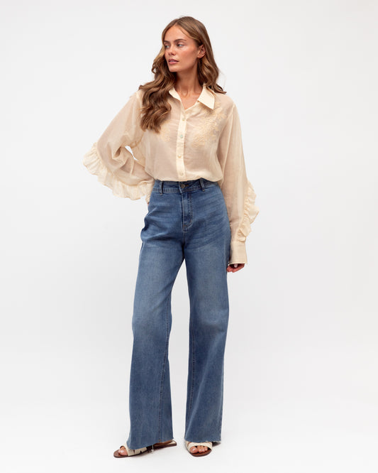 LOL71059 CREAM TWILIGHT CANOPY EMBROIDERED SHIRT
