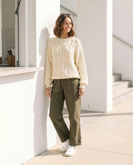 LOL71191 KHAKI ELASTICATED WAIST CARGO PANT
