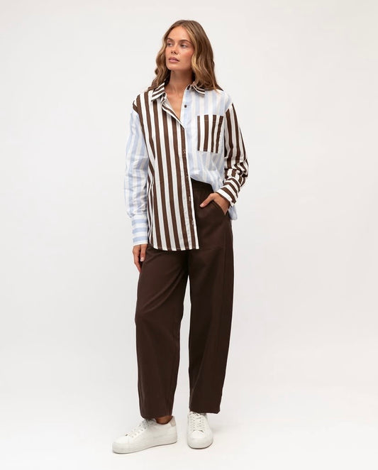 LOL71198 BLUE/CHOC STRIPE EMILIA SHIRT