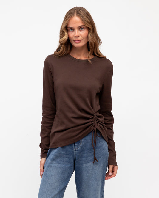 LOL71210 BROWN LARA LONG SLEEVE TOP