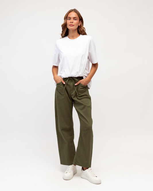 LOL71213 KHAKI FADED BARREL LEG JEAN