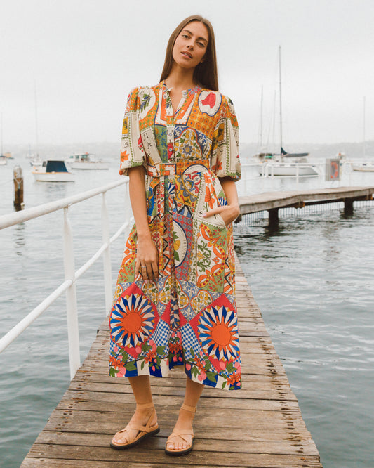 LOLE70748 AMALFI MOSAIC SHIRT DRESS