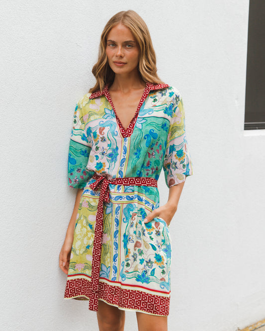 LOLE70899 GARDEN MOSAIC SHORT DRESS