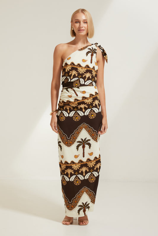 TW4116E CHOCOLATE DESERT PALMS MAXI DRESS