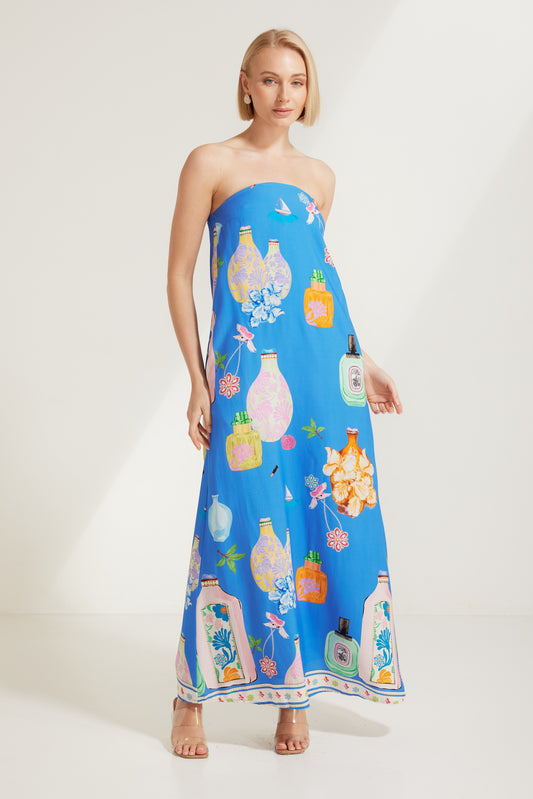 TW4628B BLUE PERFUME DREAMS STRAPLESS MAXI