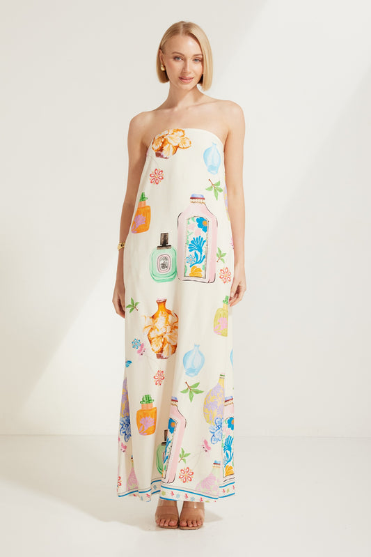 TW4628B CREAM PERFUME DREAMS STRAPLESS MAXI